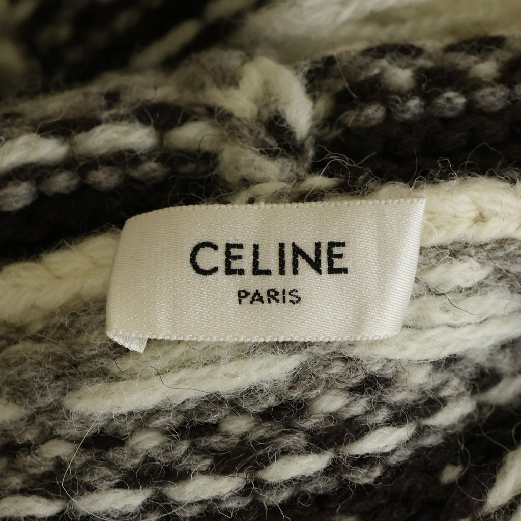 CELINE(セリーヌ) 21AW Nordic Knit Hoodie ノルディックニットフーディー プルオーバーパーカー アイボリー/ブラウン 2A80R107O