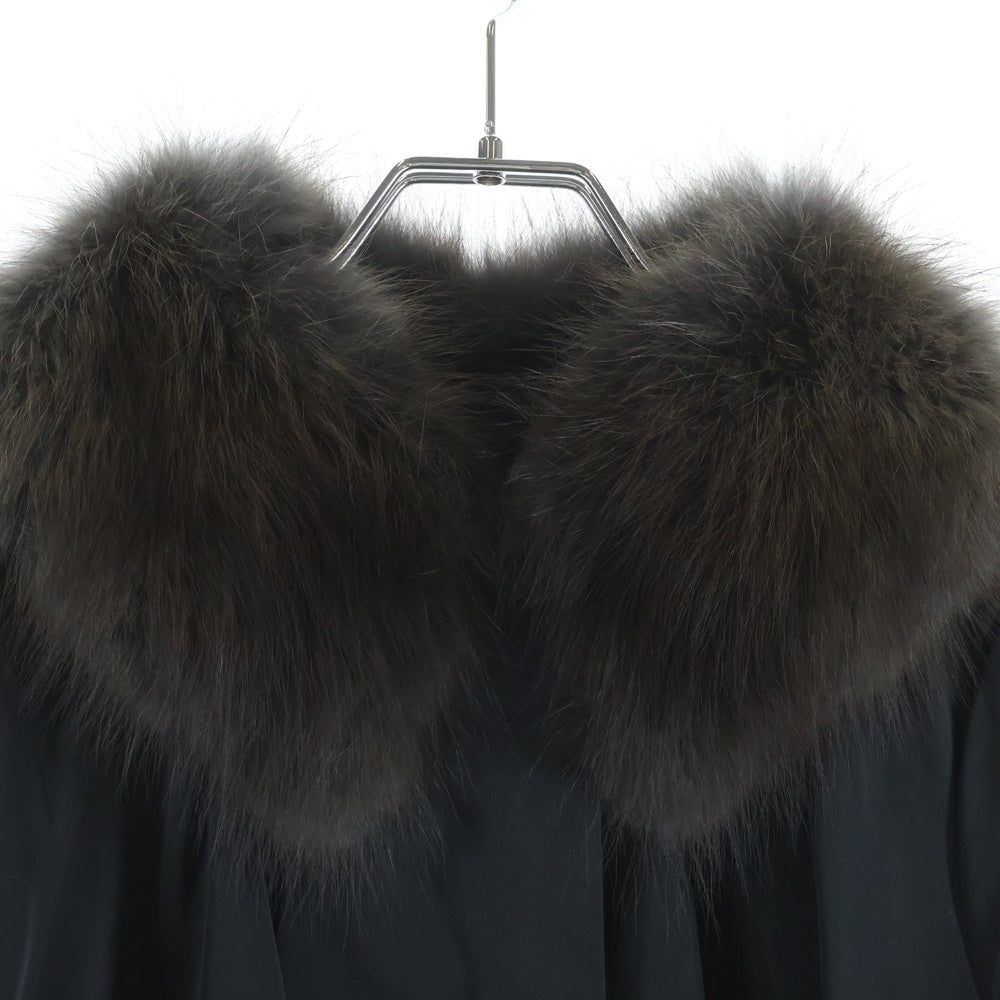 LOUIS VUITTON(ルイヴィトン) 襟ファー ナイロン切替 ジップアップコート ブラック レディース