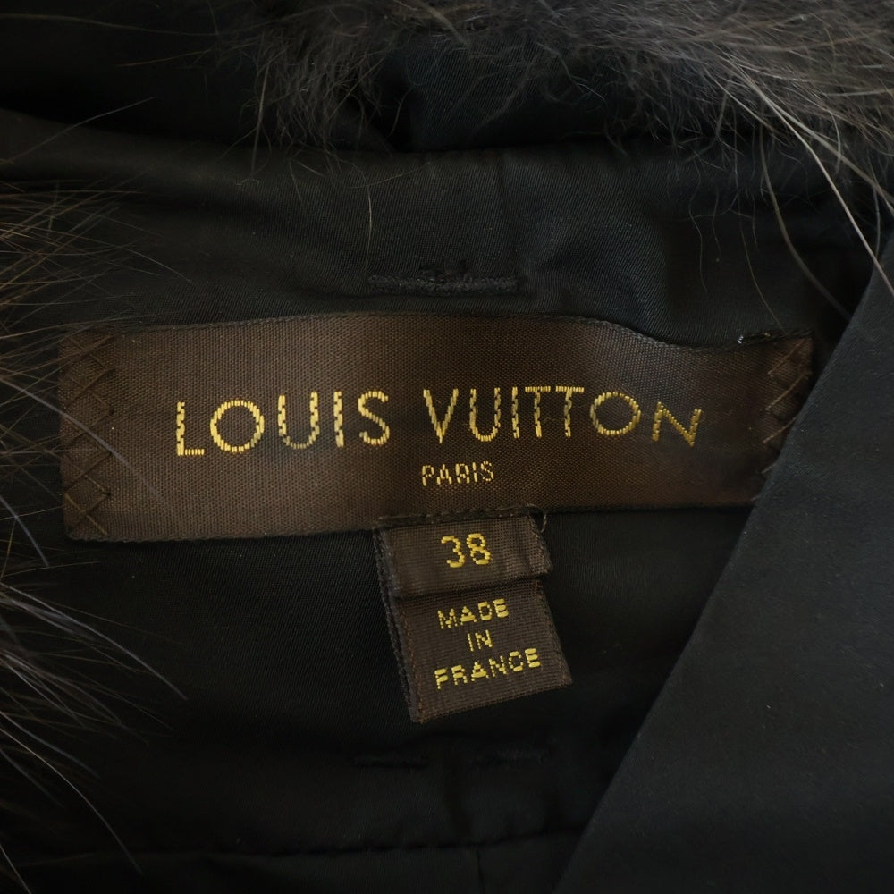 LOUIS VUITTON(ルイヴィトン) 襟ファー ナイロン切替 ジップアップコート ブラック レディース