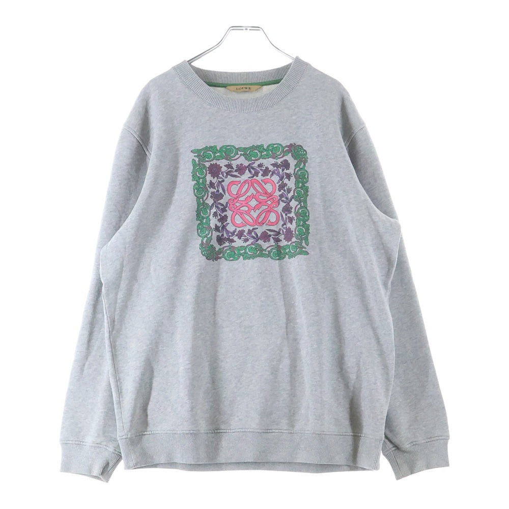 LOEWE(ロエベ) フロントアナグラム ロゴクルーネックスウェットトレーナー グレー レディース
