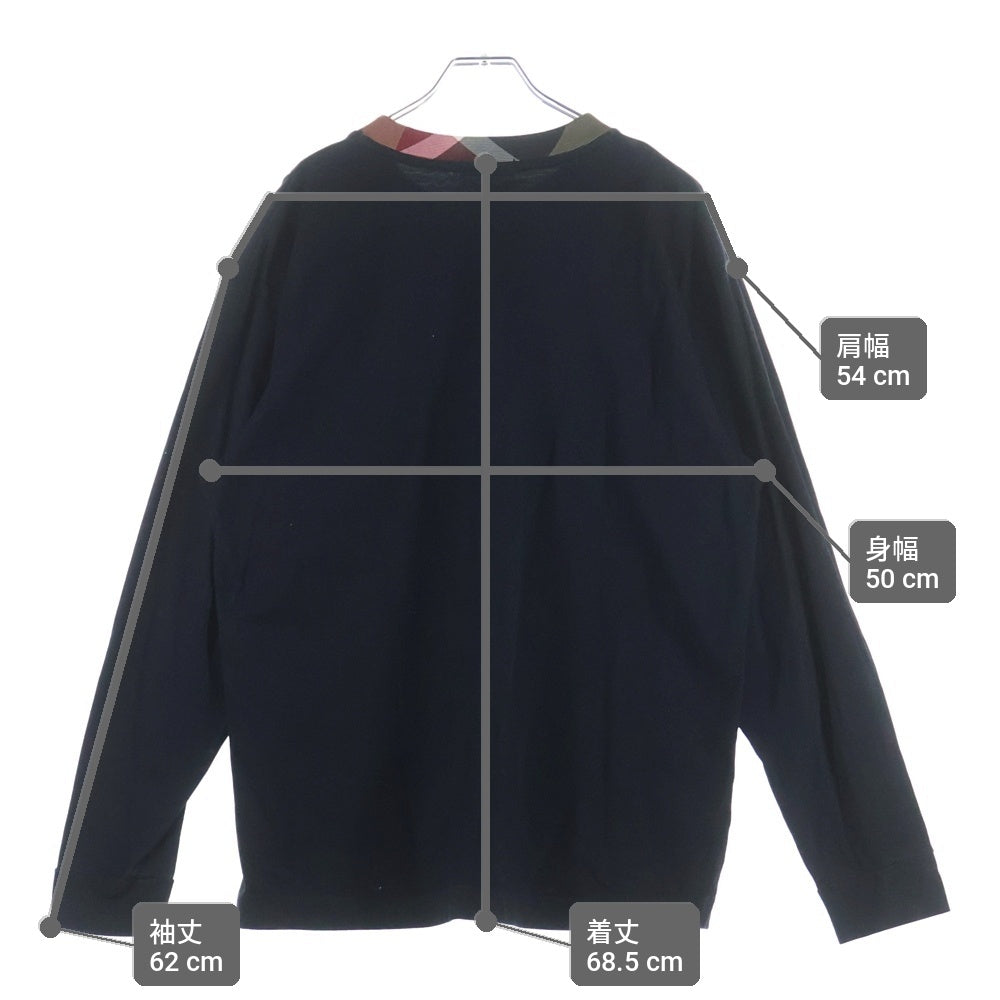 BLACK LABEL CRESTBRIDGE(ブラックレーベルクレストブリッジ) チェックトリム切替 クルーネック長袖Tシャツ カットソー ブラック