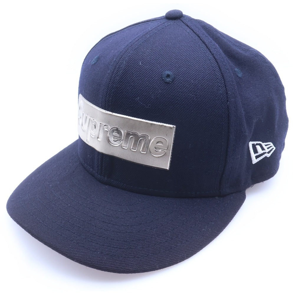 SUPREME(シュプリーム) Metallic Box Logo メタリックロゴ ベースボールキャップ 帽子 ネイビー