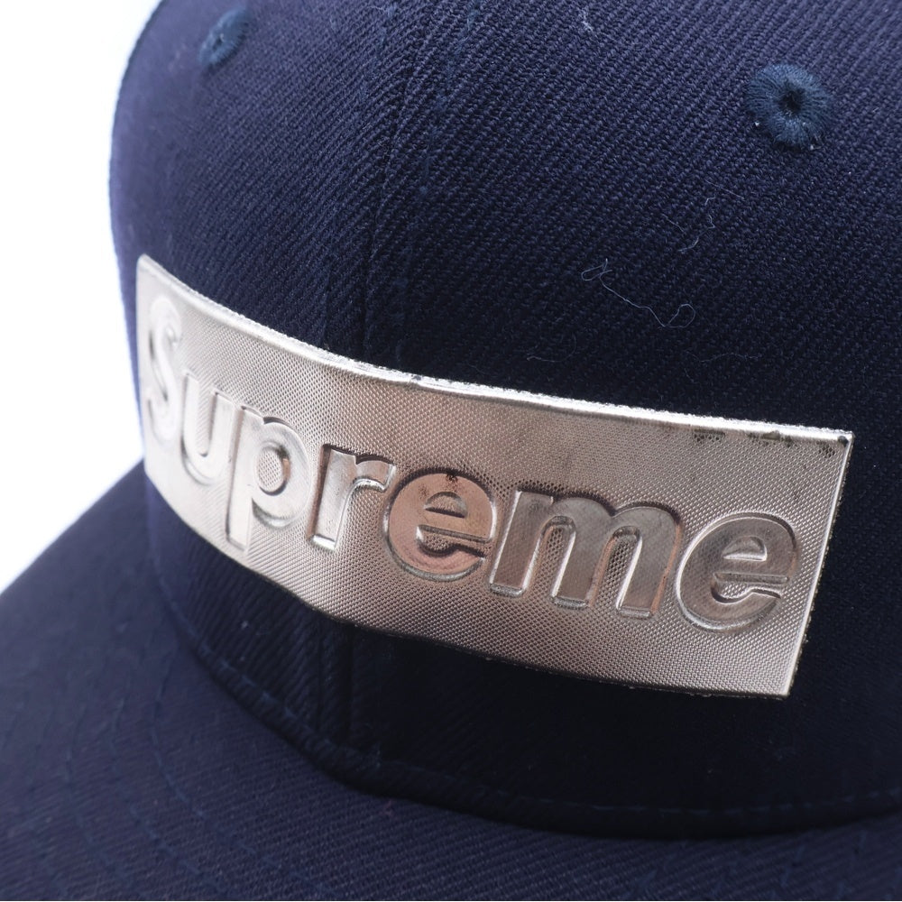 SUPREME(シュプリーム) Metallic Box Logo メタリックロゴ ベースボールキャップ 帽子 ネイビー