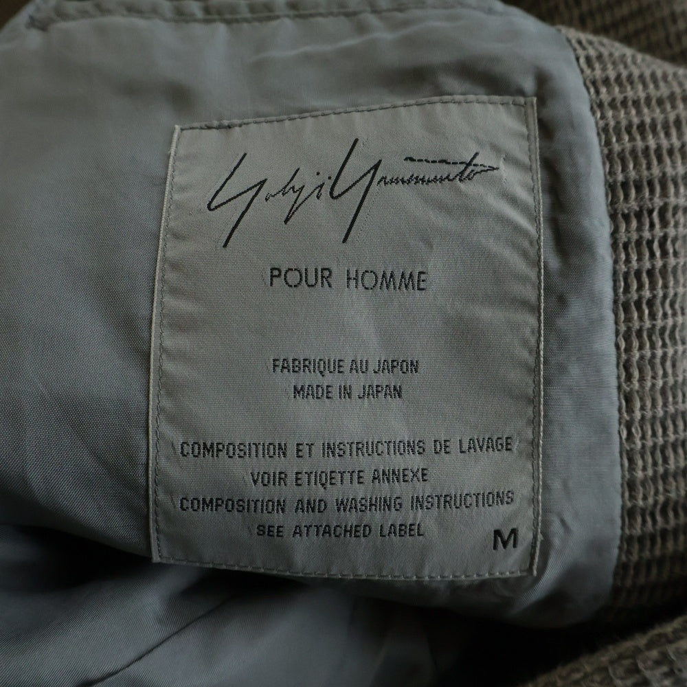 Yohji Yamamoto(ヨウジヤマモト) コットンワッフル地 3B チェスターコート グレー HB-J24-017