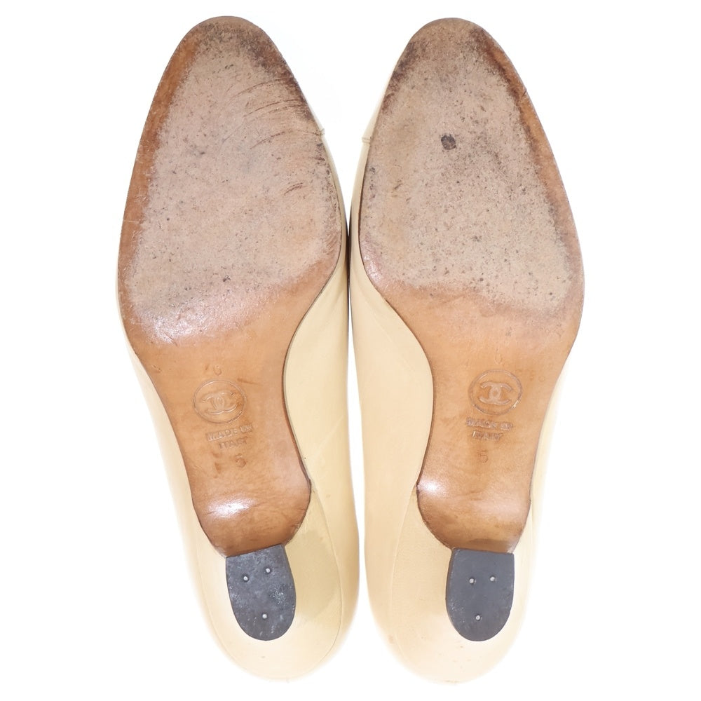 CHANEL(シャネル) ココマーク レザー ストレートチップ パンプス シューズ ベージュ レディース