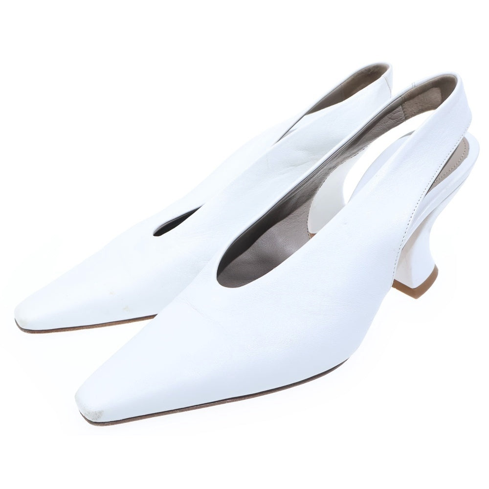 BOTTEGA VENETA(ボッテガヴェネタ) スリングバック レザー ヒール パンプス シューズ ホワイト レディース