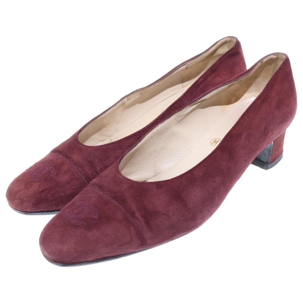 CHANEL(シャネル) スエードレザー ココマーク ヒール パンプス シューズ ボルドー レディース