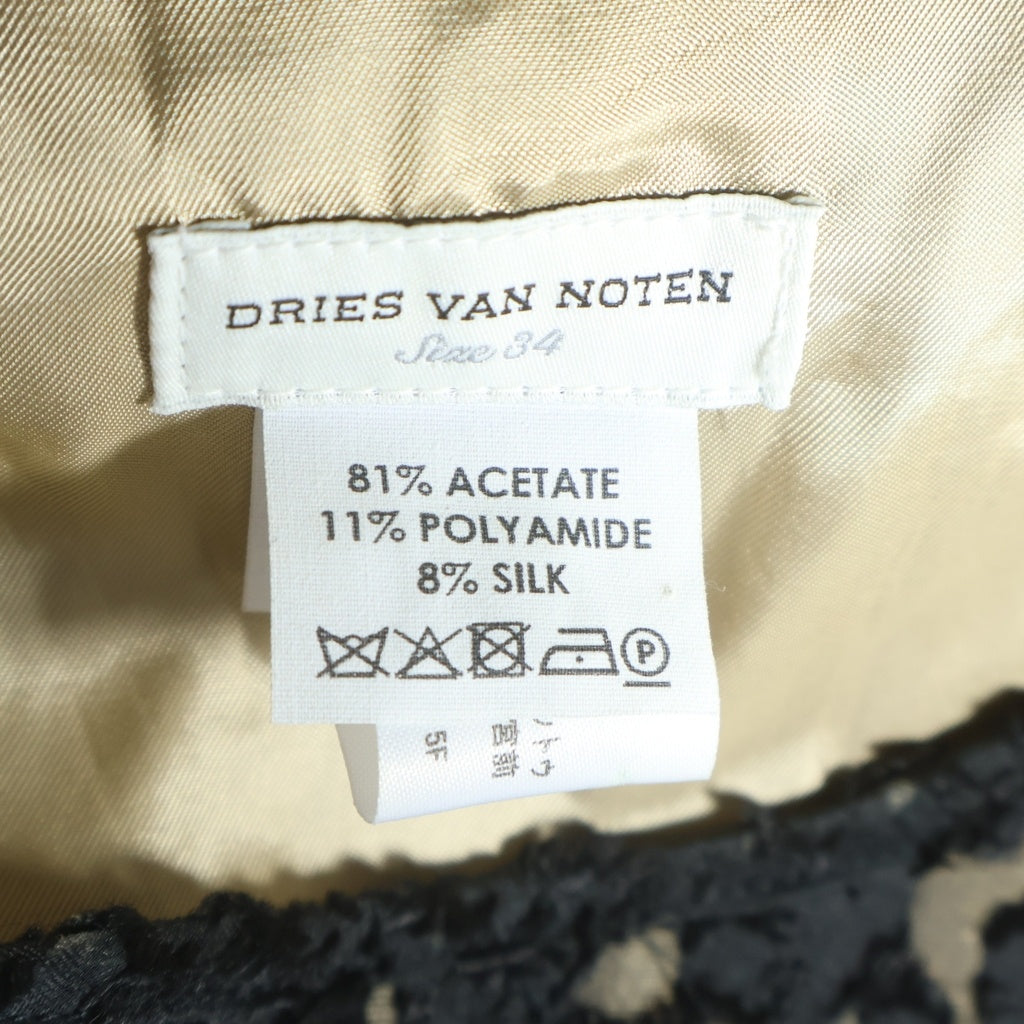 DRIES VAN NOTEN(ドリスヴァンノッテン) シアー 総柄ジャガード レイヤードデザイン 半袖 タイト ワンピース ブラック レディース