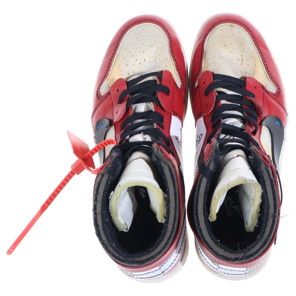 NIKE(ナイキ) ×OFF-WHITE THE 10 AIR JORDAN 1 CHICAGO オフホワイト ザテン エアジョーダンシカゴ ハイカットスニーカー US10.5/28.5cm AA3834-101 ホワイト/レッド