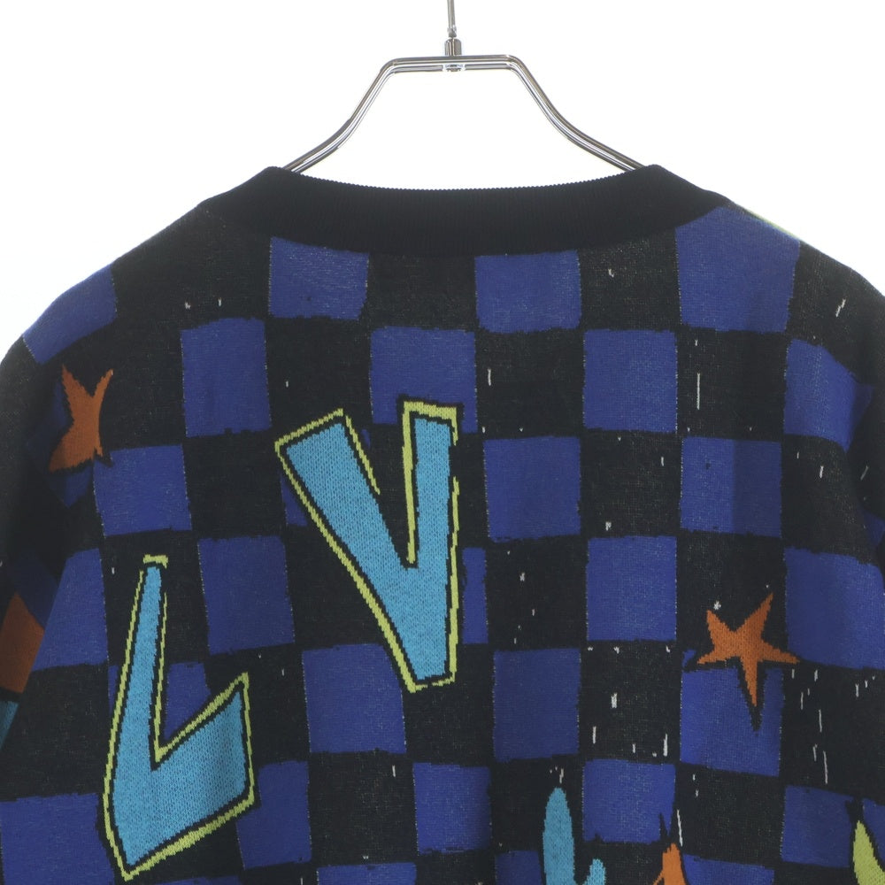 LOUIS VUITTON(ルイヴィトン) 23SS アニマル総柄ジャガード クルーネック プルオーバー 長袖ニット セーター イエロー/ブラック RM232M ZLW HPN13W