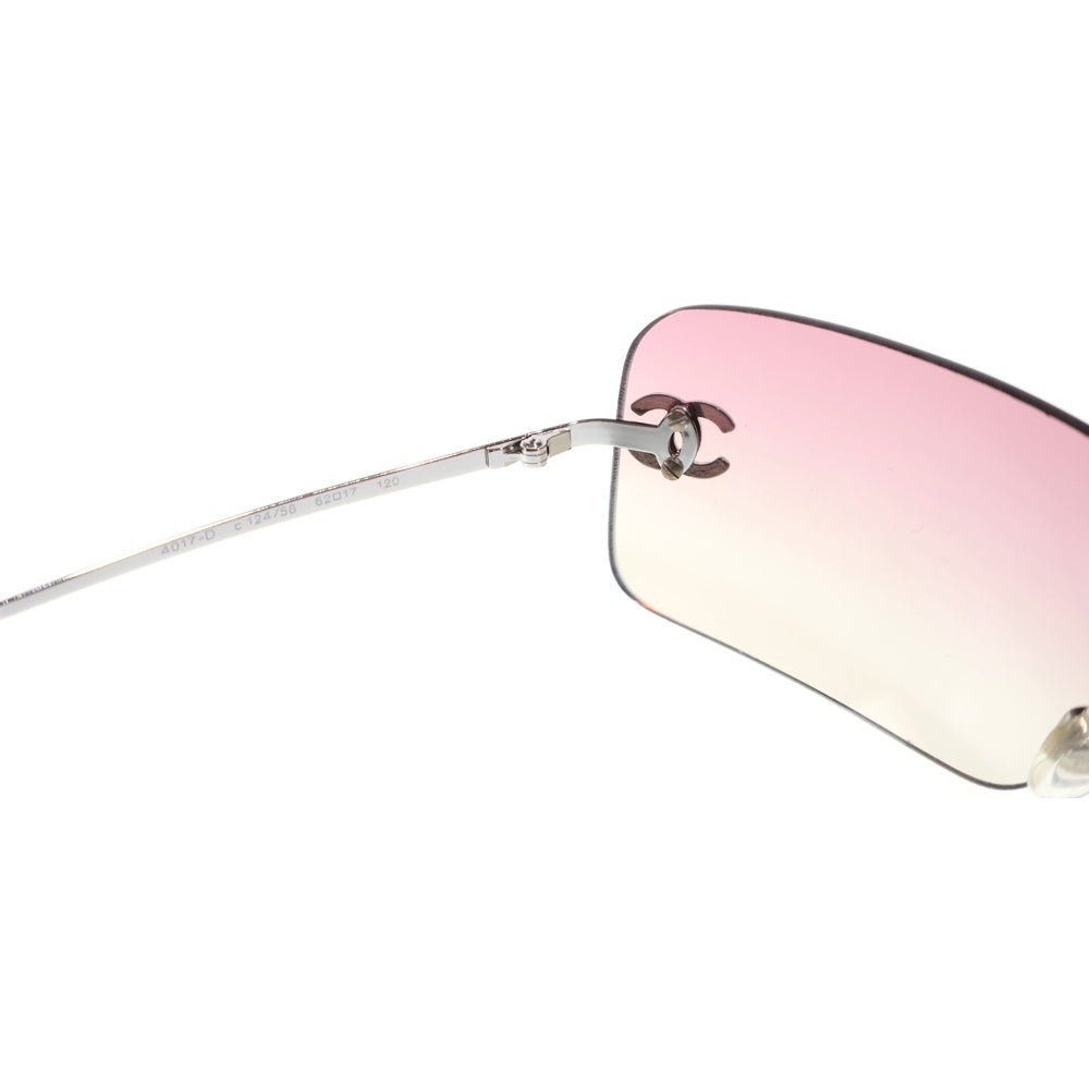 CHANEL(シャネル) ココマーク ラインストーン リムレスフレーム グラデーション カラーレンズ サングラス メガネ 眼鏡 アイウェア シルバー/ピンク c.124/58 レディース