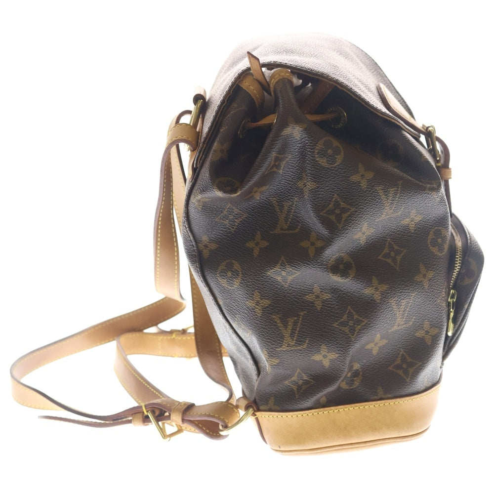 LOUIS VUITTON(ルイヴィトン) モノグラム モンスリPM リュックサック バックパック ショルダーバッグ ブラウン レザー×PVC M51137 ゴールド金具 レディース