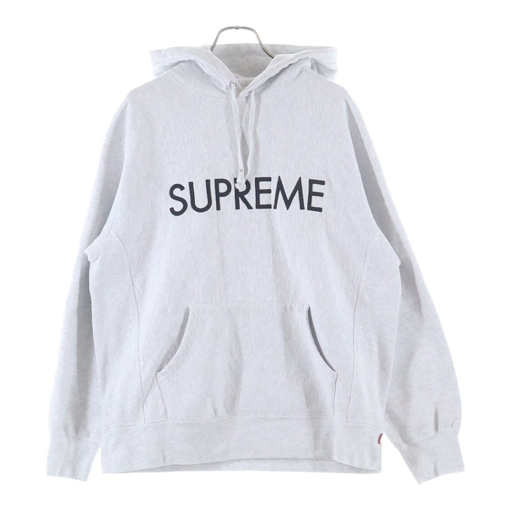 SUPREME(シュプリーム) 22AW Capital Hooded Sweatshirt キャピタル ロゴ刺繍 プルオーバー スウェットパーカー フーディー グレー
