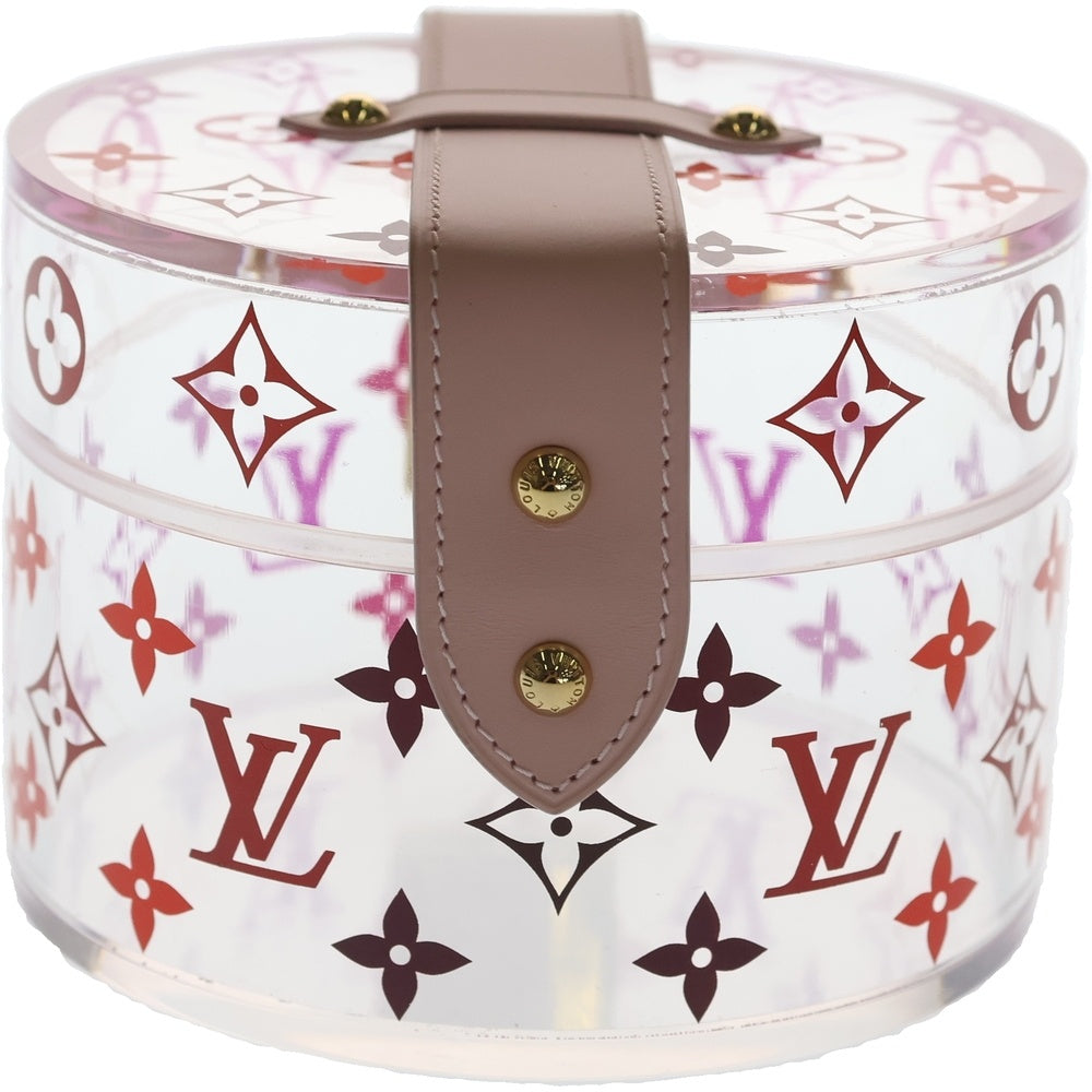 LOUIS VUITTON(ルイヴィトン) ボワット・スコット ジュエリーボックス 小物入れ クリア ピンク×クリア レザー GI0362 ゴールド金具 レディース