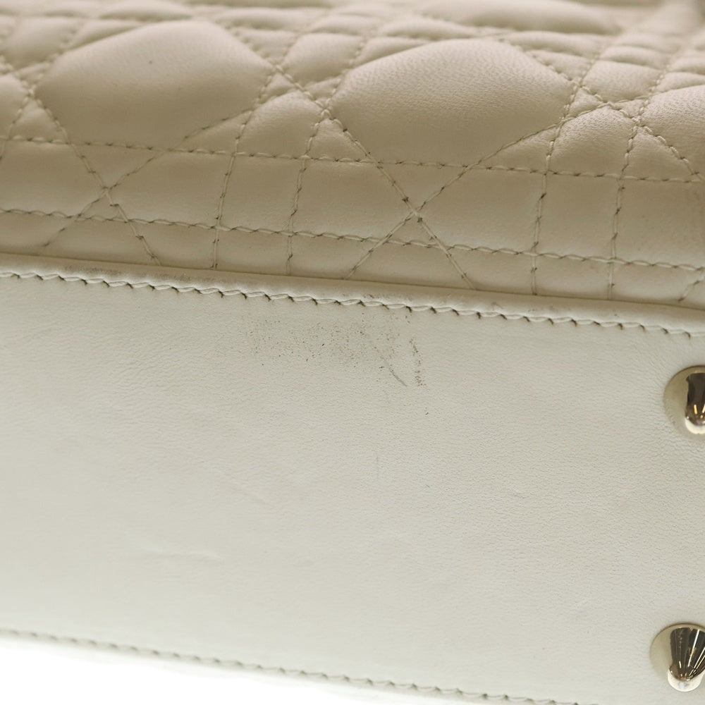 Christian Dior MONSIEUR(クリスチャンディオールムッシュ) レディディオール スモール 2WAYバッグ ハンドバッグ ミニトートバッグ ショルダーバッグ アイボリー ホワイト レザー ゴールド金具 レディース