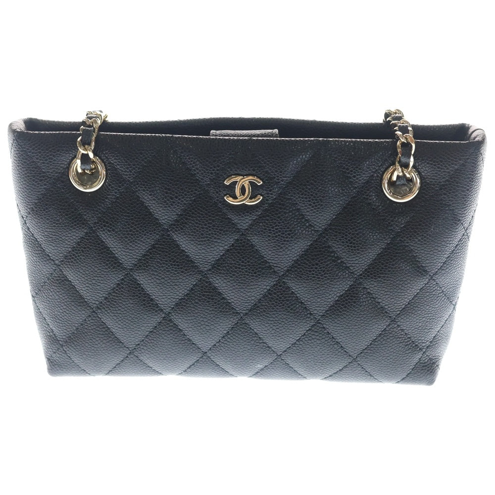 CHANEL(シャネル) 25c クルーズ マトラッセ チェーンショルダーバッグ ブラック キャビア ハンドバッグ ゴールド金具 レディース