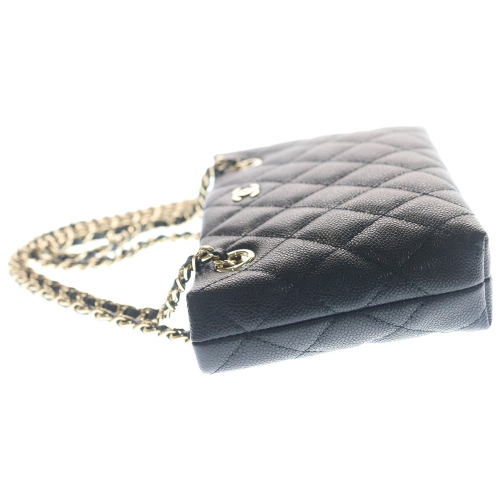 CHANEL(シャネル) 25c クルーズ マトラッセ チェーンショルダーバッグ ブラック キャビア ハンドバッグ ゴールド金具 レディース