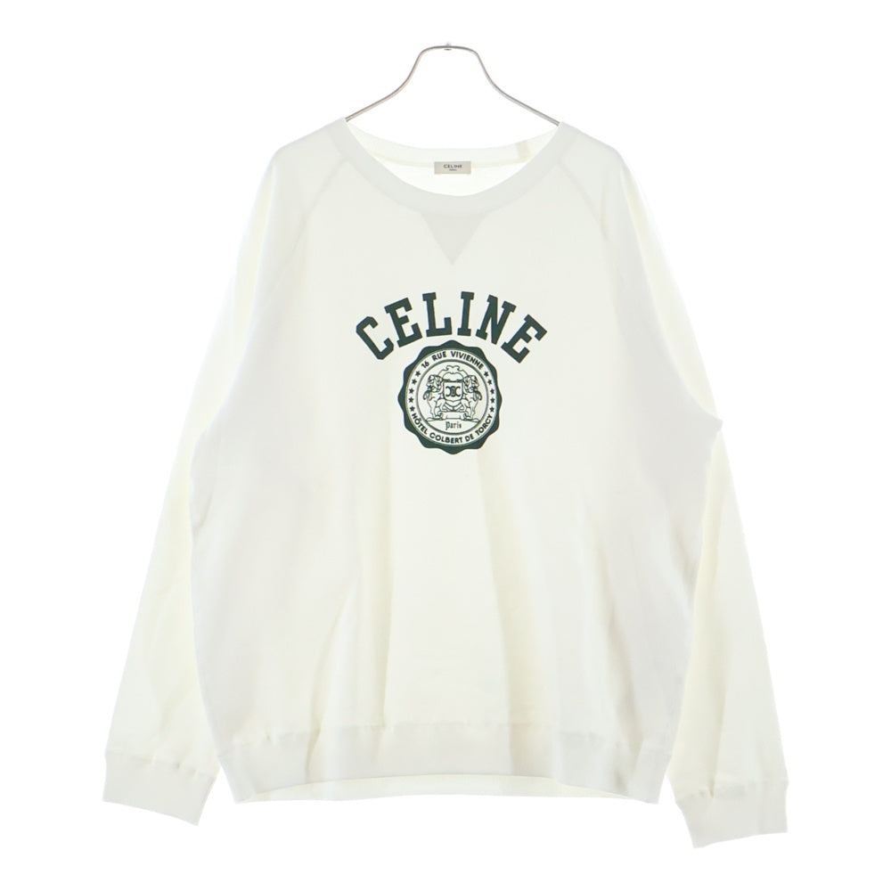 CELINE(セリーヌ) 25SS Logo Crewneck Sweat フロッキーロゴ クルーネックスウェットトレーナー ホワイト RY07E670Q レディース