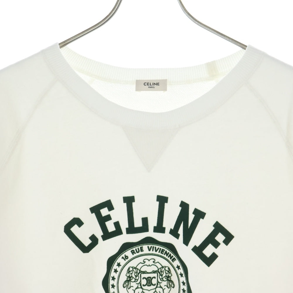 CELINE(セリーヌ) 25SS Logo Crewneck Sweat フロッキーロゴ クルーネックスウェットトレーナー ホワイト RY07E670Q レディース