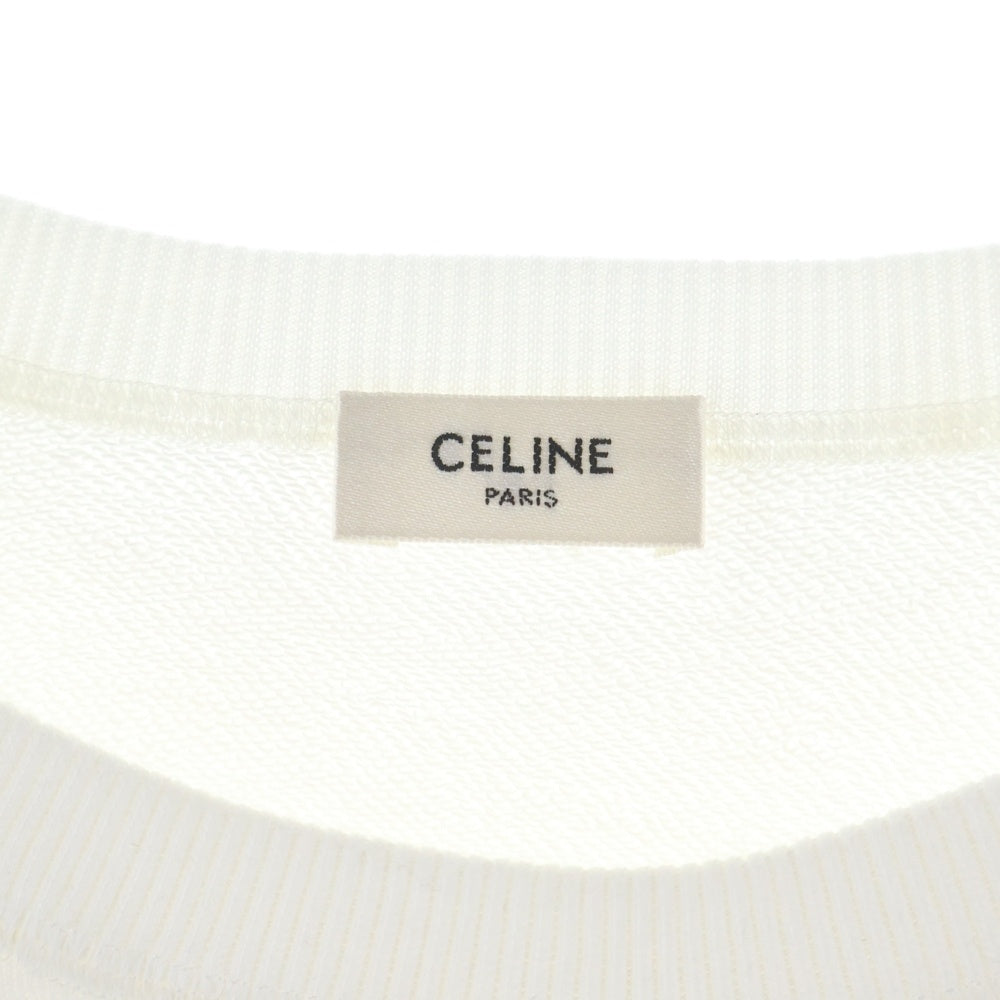 CELINE(セリーヌ) 25SS Logo Crewneck Sweat フロッキーロゴ クルーネックスウェットトレーナー ホワイト RY07E670Q レディース
