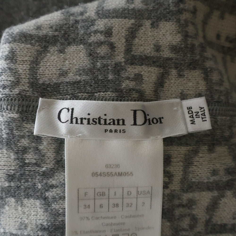 Christian Dior(クリスチャンディオール) リバーシブル オブリークロゴ クルーネック カシミアニットセーター レディース グレー 054S55AM055