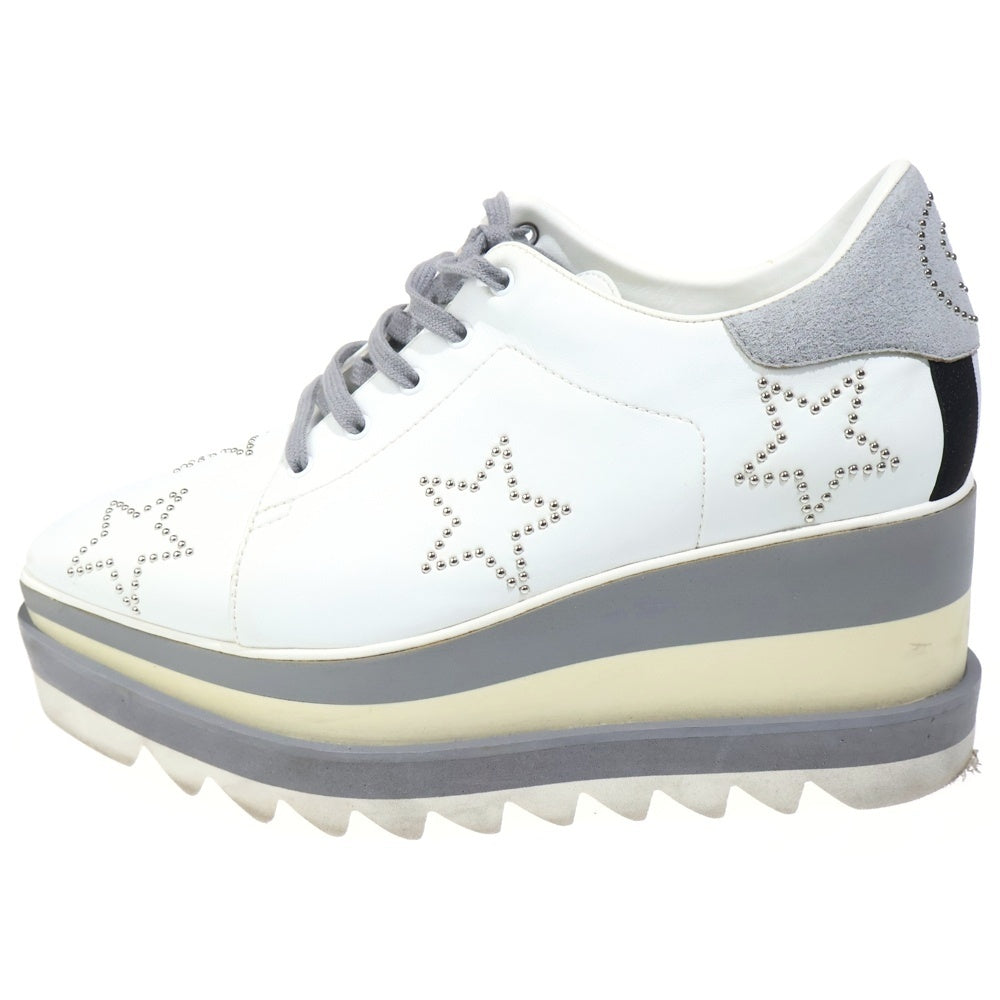 STELLA McCARTNEY(ステラマッカートニー) エリス スタースタッズ 厚底 レザー レースアップ ローカットシューズ スニーカー ホワイト レディース