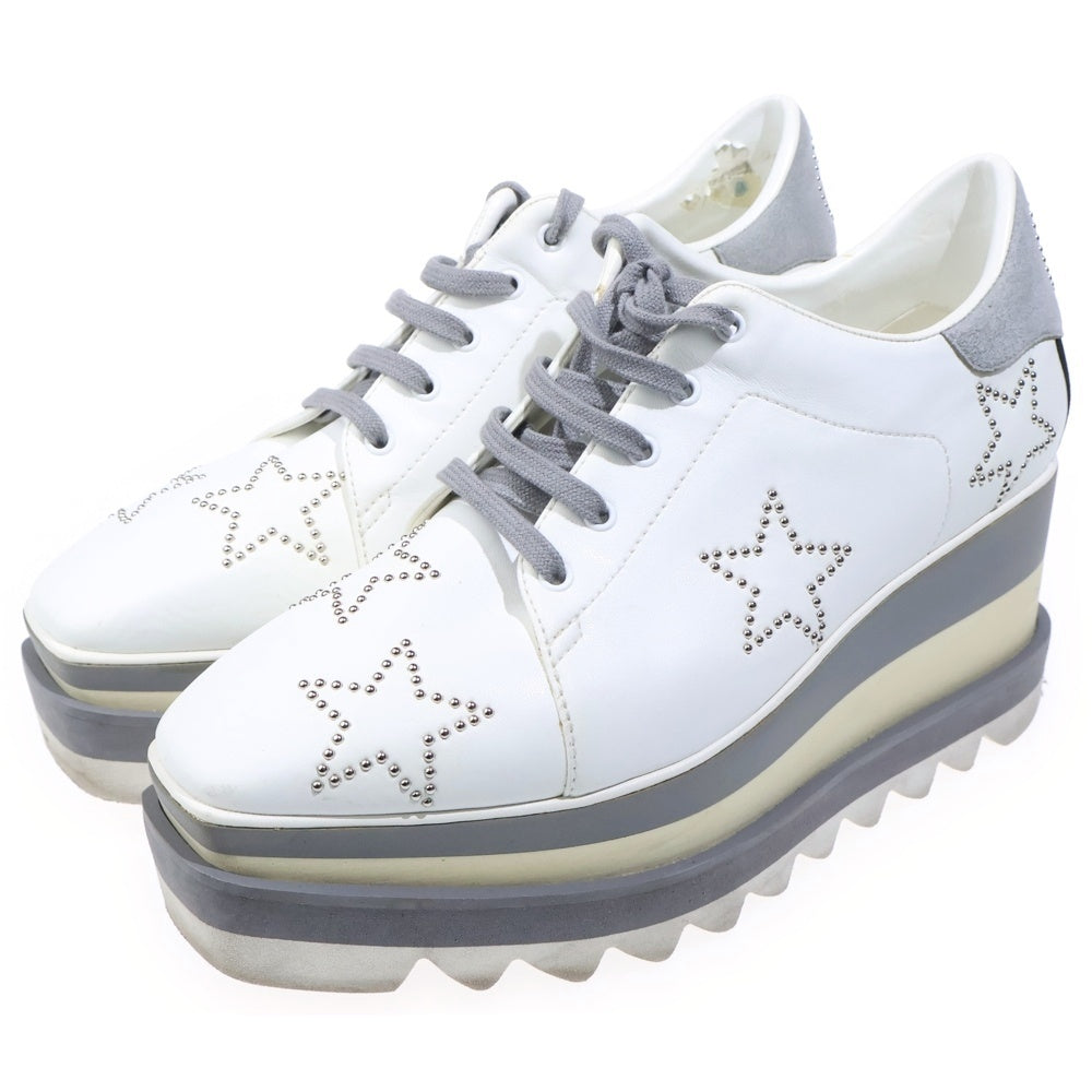 STELLA McCARTNEY(ステラマッカートニー) エリス スタースタッズ 厚底 レザー レースアップ ローカットシューズ スニーカー ホワイト レディース