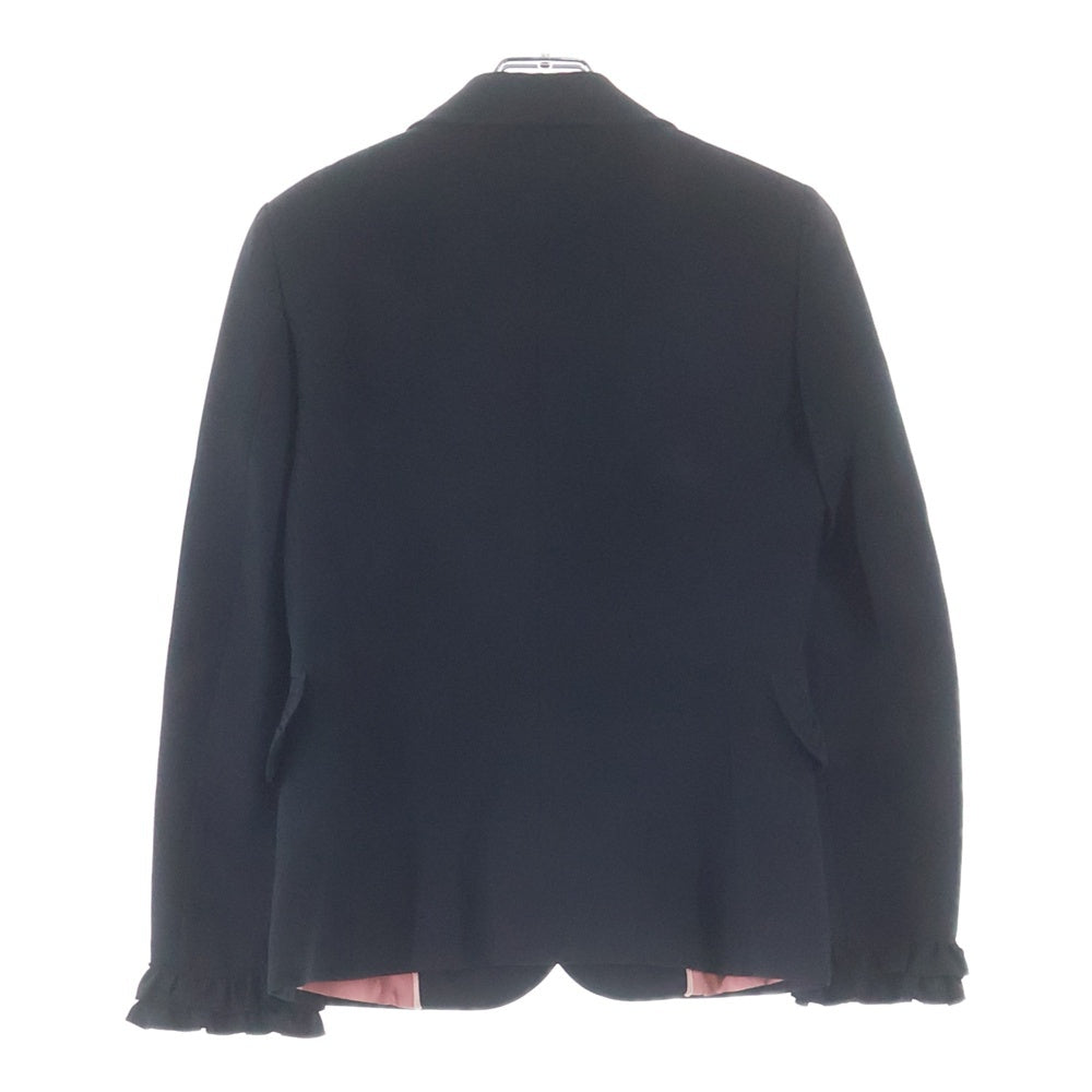 GUCCI(グッチ) インターロッキングG パールボタン フリルデザイン 3B テーラードジャケット ブラック レディース 432417
