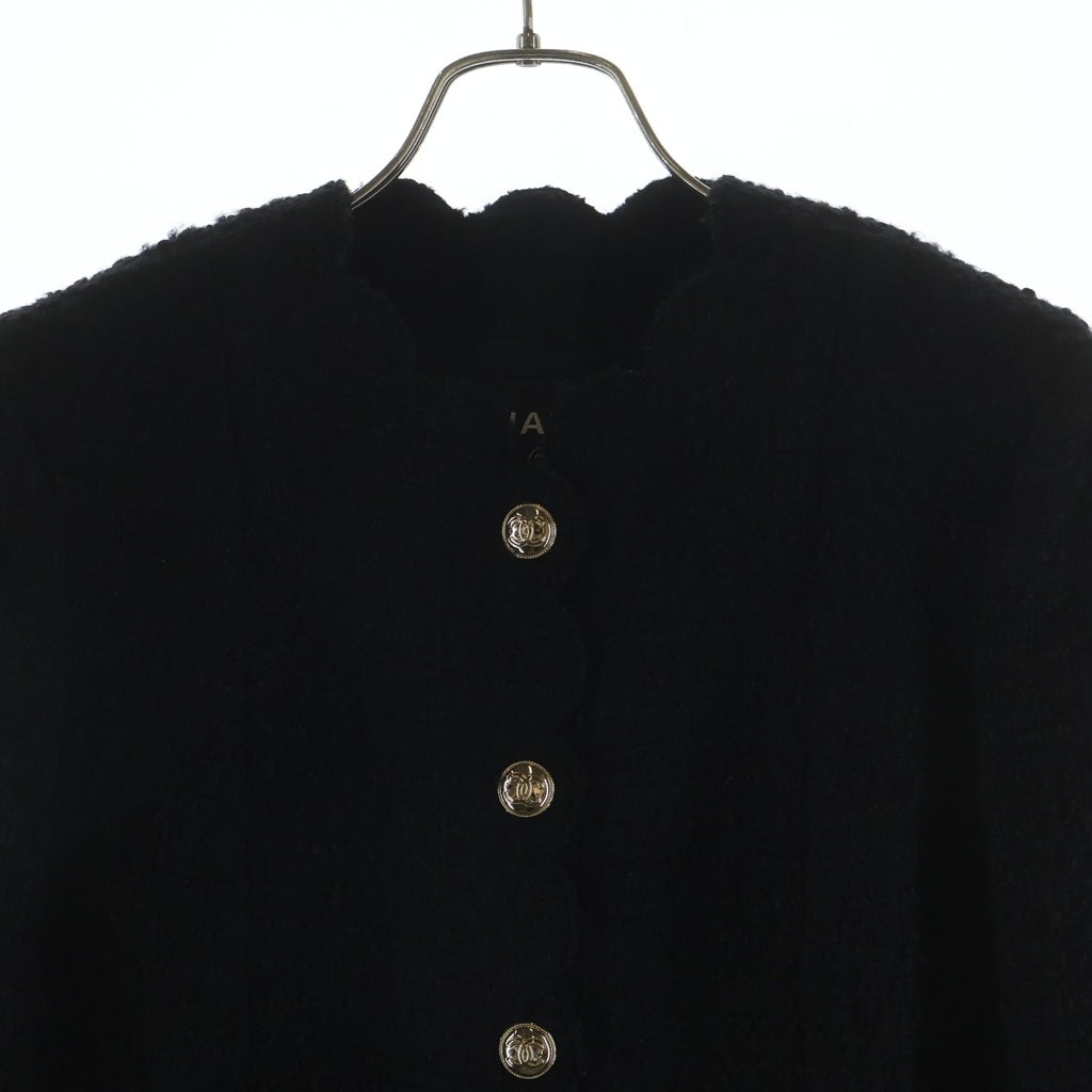 CHANEL(シャネル) ココボタンスカラップ ノーカラーツイードジャケット ブラック#34 P65347V61199 レディース