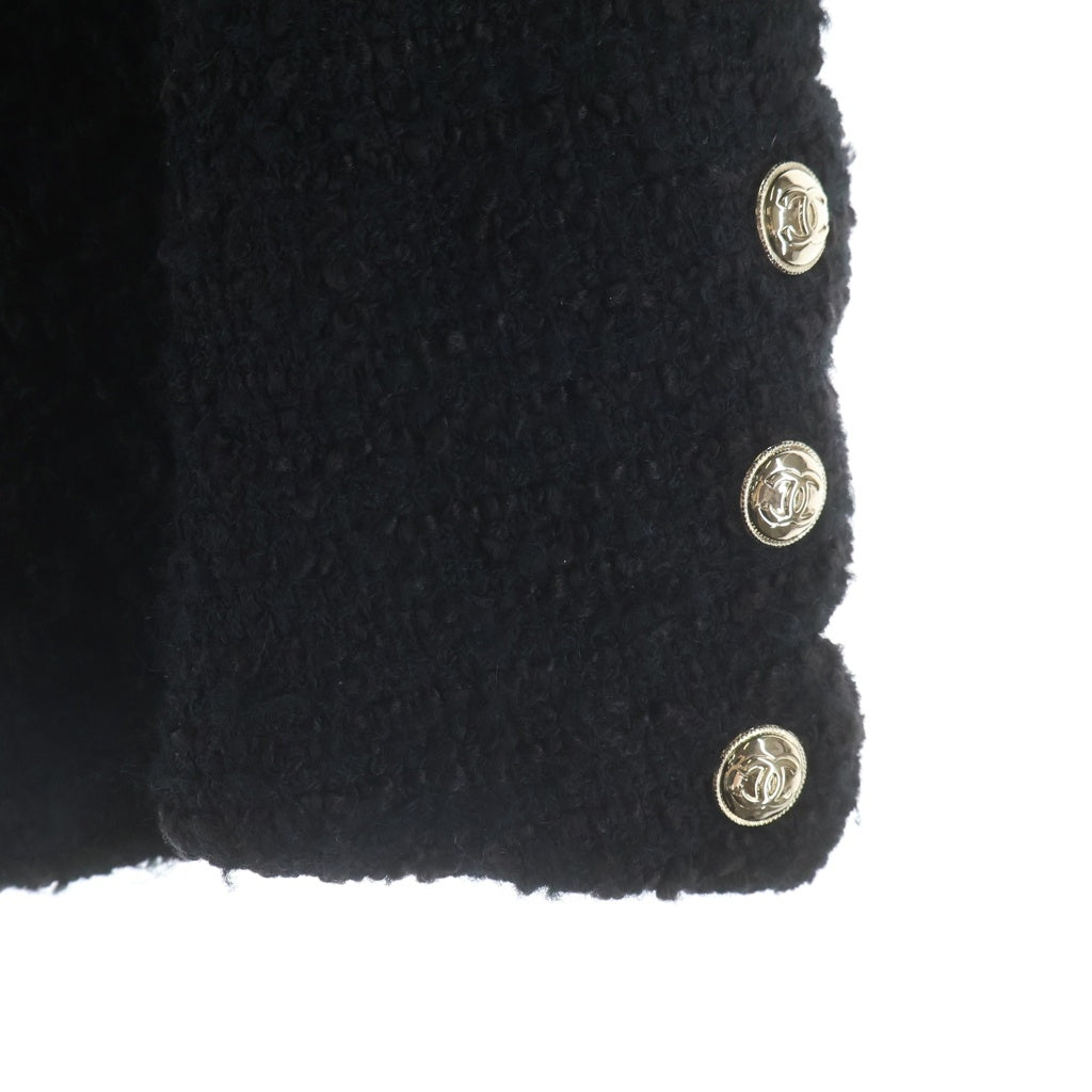 CHANEL(シャネル) ココボタンスカラップ ノーカラーツイードジャケット ブラック#34 P65347V61199 レディース