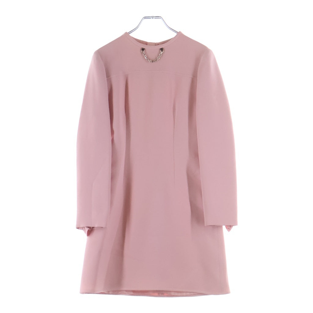LOUIS VUITTON(ルイヴィトン) ひざ丈 フロントチェーン 長袖ワンピース ピンク RW182W #34 レディース