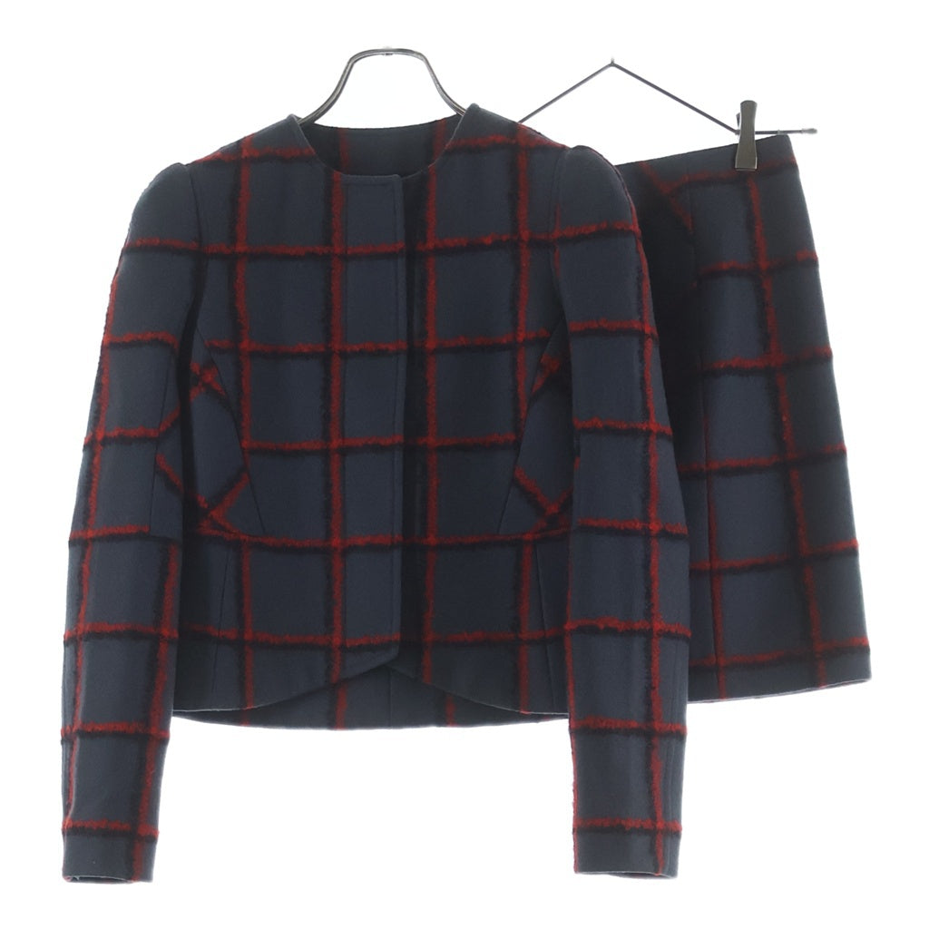 Christian Dior(クリスチャンディオール) セットアップ チェック モヘアジャケット セットアップ グレー×レッド レディース