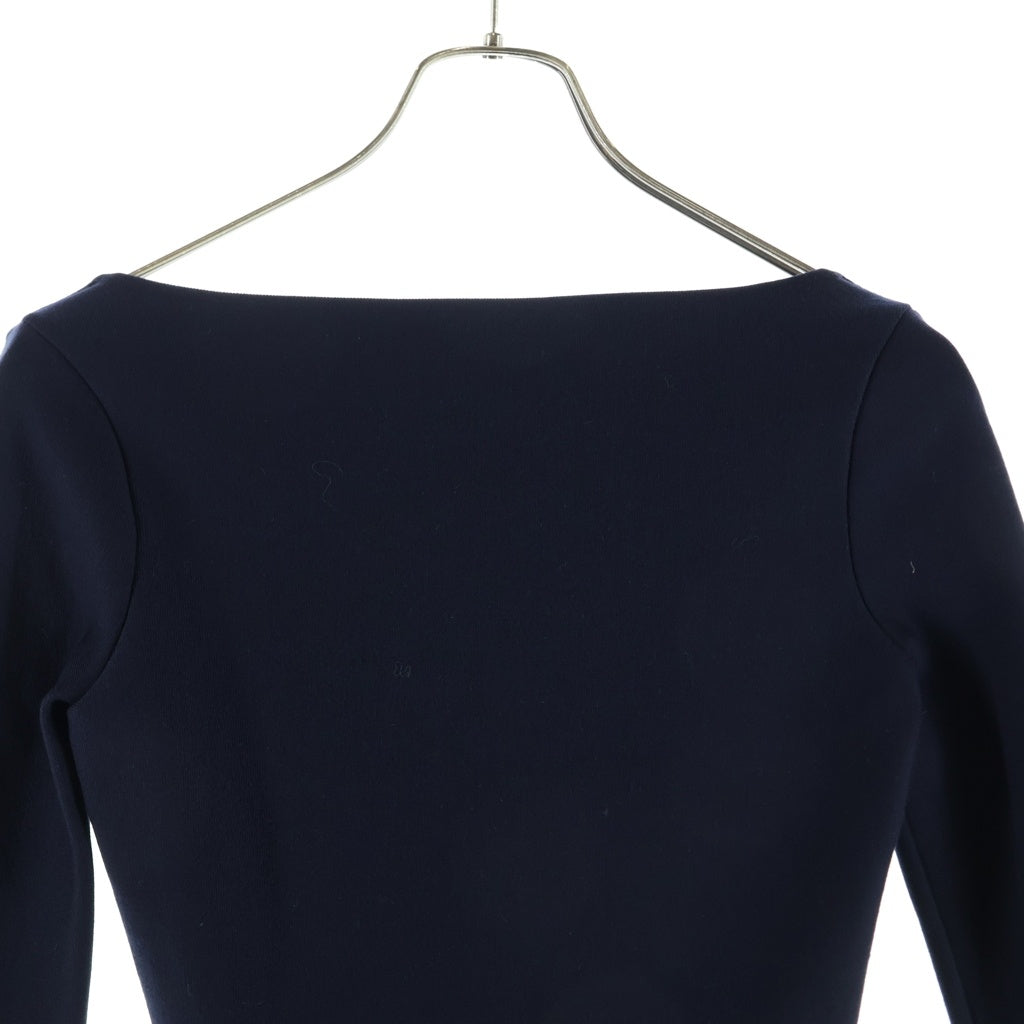 Christian Dior(クリスチャンディオール) 袖スカーフ切り替え ウールニット ワンピース ネイビー レディース 7C24655AM518