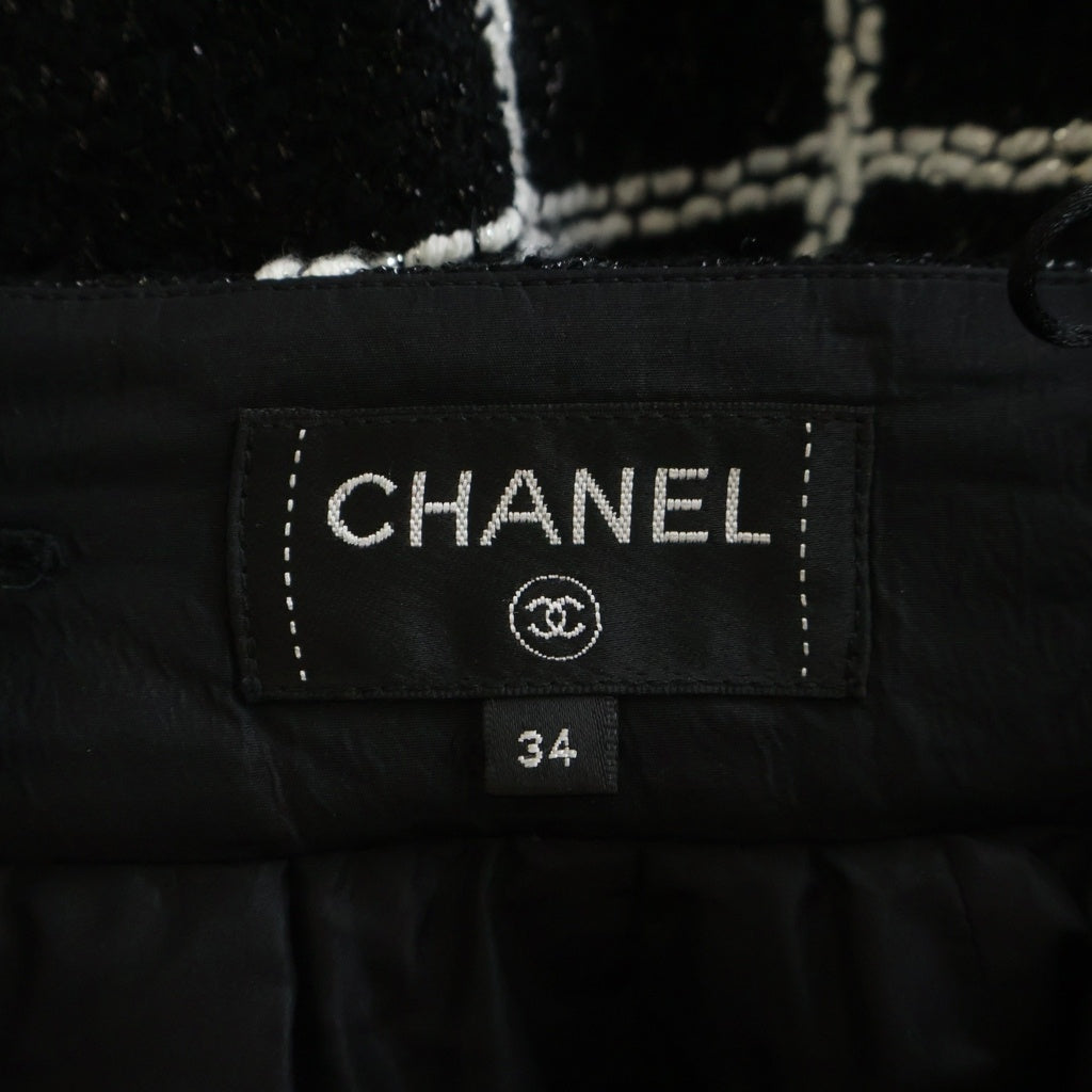 CHANEL(シャネル) ココボタン ツイード チェックプリーツスカート ブラック #34 P64067V49039 レディース