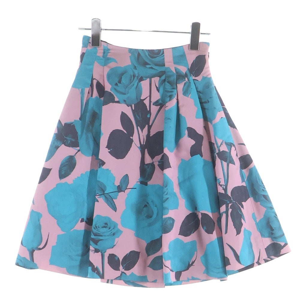 Christian Dior(クリスチャンディオール) ひざ丈スカート バラ ターコイズブルー×ピンク #34 4E21338A1681 レディース