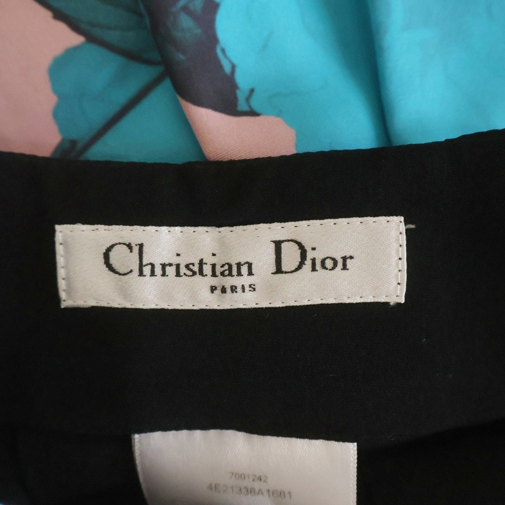 Christian Dior(クリスチャンディオール) ひざ丈スカート バラ ターコイズブルー×ピンク #34 4E21338A1681 レディース