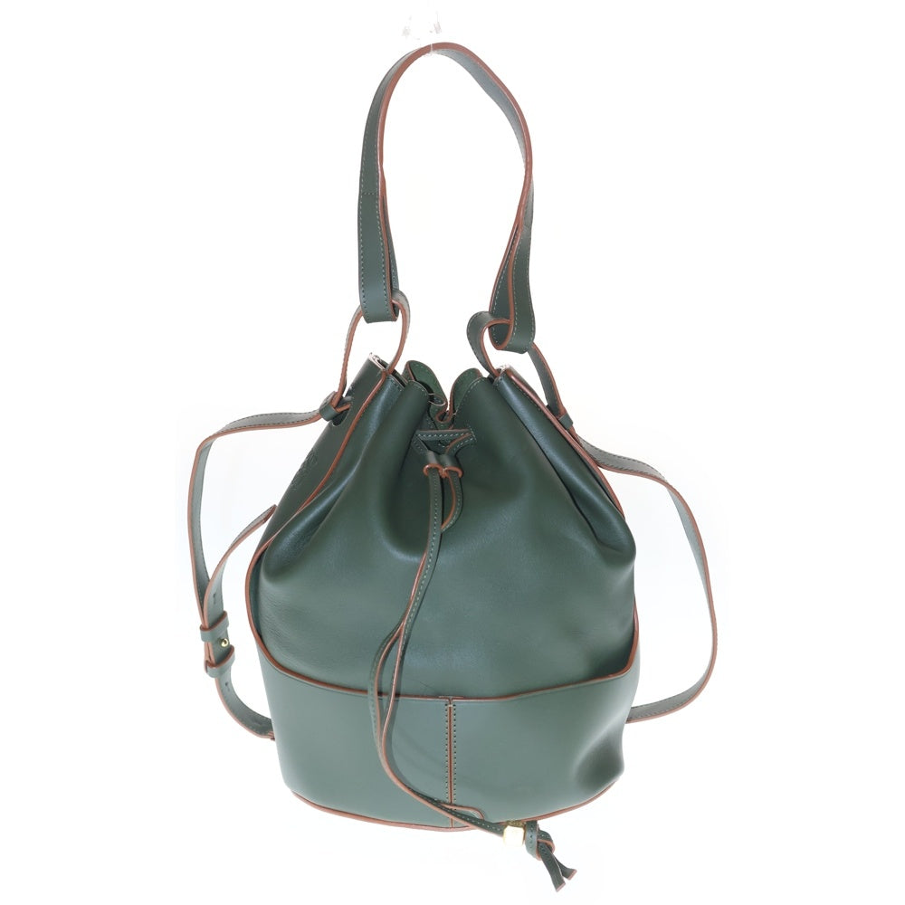 LOEWE(ロエベ) ロエベ バルーンバッグ ミディアム ショルダーバッグ グリーン×ブラウン レザー レディース