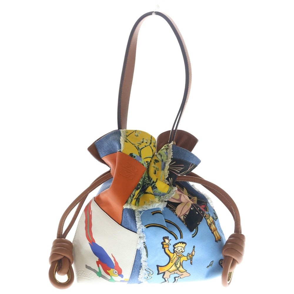 LOEWE(ロエベ) ロエベ パラウズイビサ フラメンコノット トートバッグ ハンドバッグ ショルダーバッグ パッチワーク ブラウン×マルチカラー レザー ゴールド金具 レディース