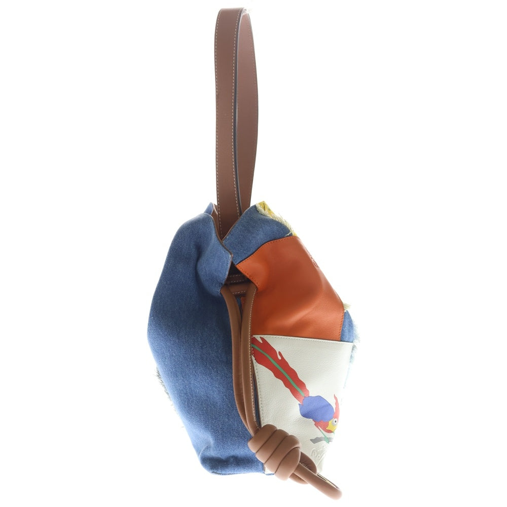 LOEWE(ロエベ) ロエベ パラウズイビサ フラメンコノット トートバッグ ハンドバッグ ショルダーバッグ パッチワーク ブラウン×マルチカラー レザー ゴールド金具 レディース