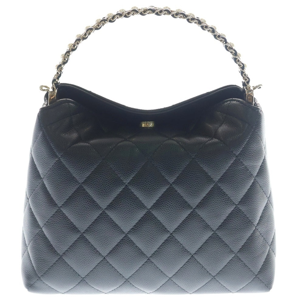 CHANEL(シャネル) トップハンドル チェーンクラッチ ショルダーバッグ ミニバッグ チェーンバッグ ブラック キャビアスキン AP4066 ゴールド金具 レディース