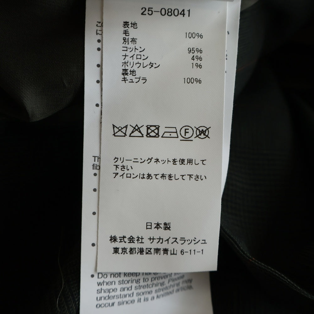 Sacai(サカイ) sacai Suiting x Knit Jacket ウール グレンチェック/ニット切り替えカーディガン2Bテーラードジャケット グリーン/ネイビー #2 25-08041 レディース