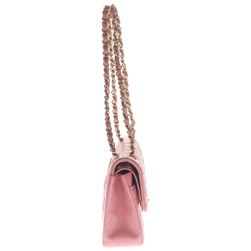 CHANEL(シャネル) マトラッセ23 キャビアスキン レザー Wフラップ Wチェーン ショルダーバッグ ゴールド金具 ピンク レディース