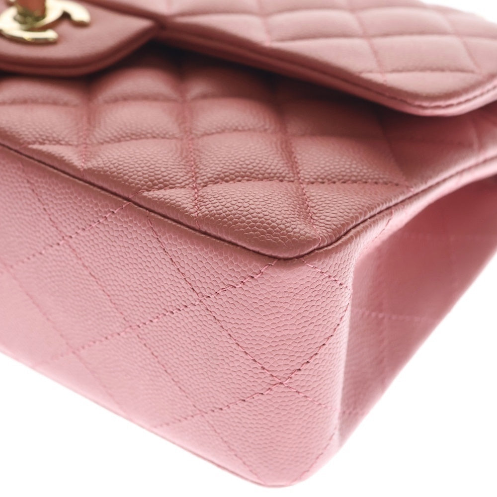 CHANEL(シャネル) マトラッセ23 キャビアスキン レザー Wフラップ Wチェーン ショルダーバッグ ゴールド金具 ピンク レディース