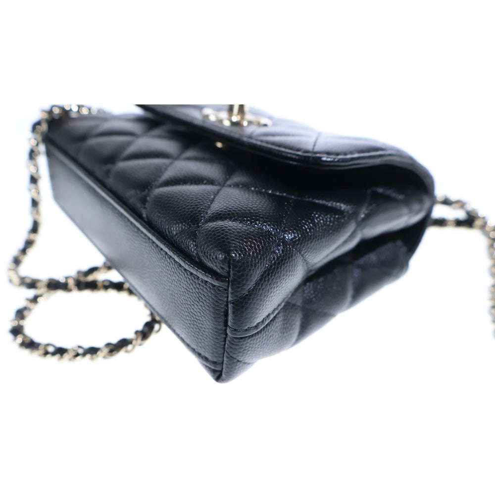 CHANEL(シャネル) ココハンドル ミニミニ キャビアスキン レザー 2WAY ハンド チェーンショルダーバッグ ゴールド金具 ブラック AP4244