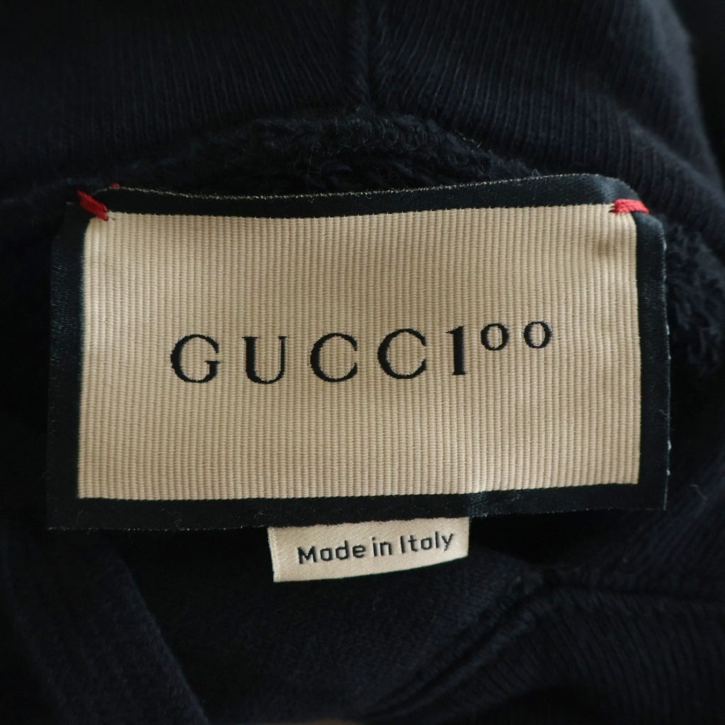 GUCCI(グッチ) 21AW 100周年 MUSIC IS MINE ロゴプリント プルオーバースウェット パーカー ブラック 660282 レディース