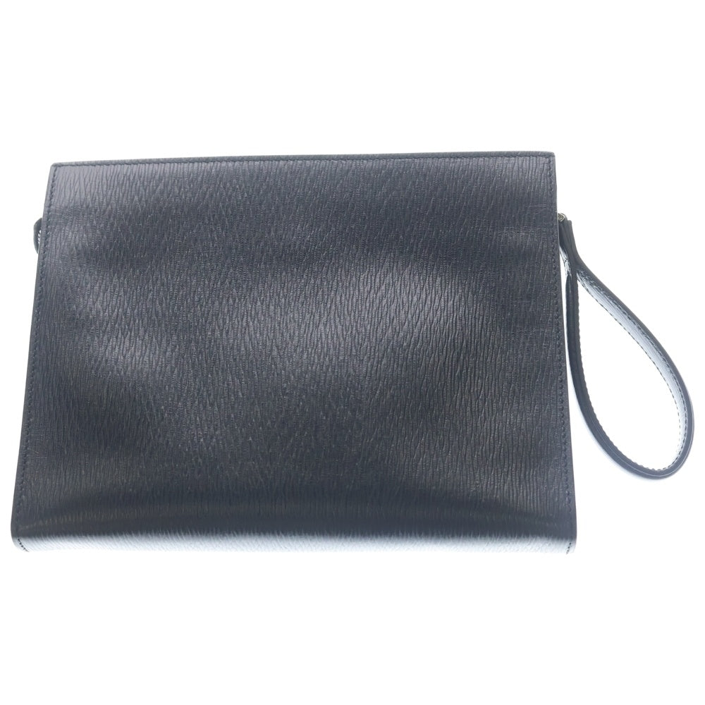 FERRAGAMO(フェラガモ) レザー クラッチ セカンドバッグ シルバー金具 ブラック 240298