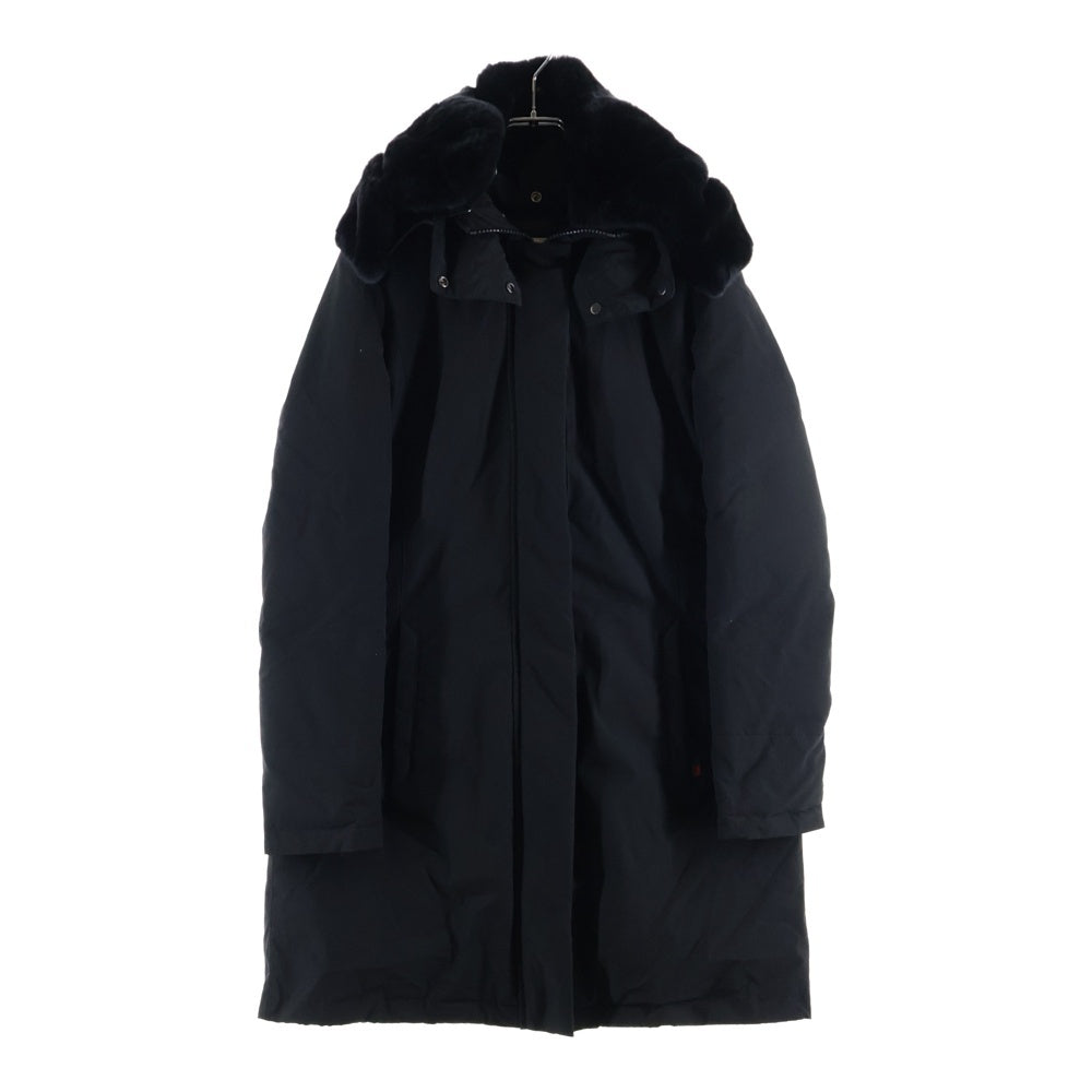 WOOLRICH(ウールリッチ) ダウンライナー付き ファーフーデッド ジップアップ ナイロンコート ロングジャケット ブラック レディース