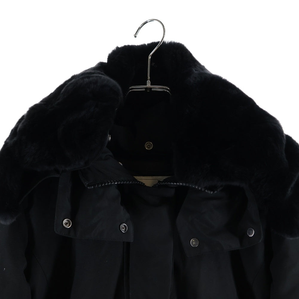 WOOLRICH(ウールリッチ) ダウンライナー付き ファーフーデッド ジップアップ ナイロンコート ロングジャケット ブラック レディース