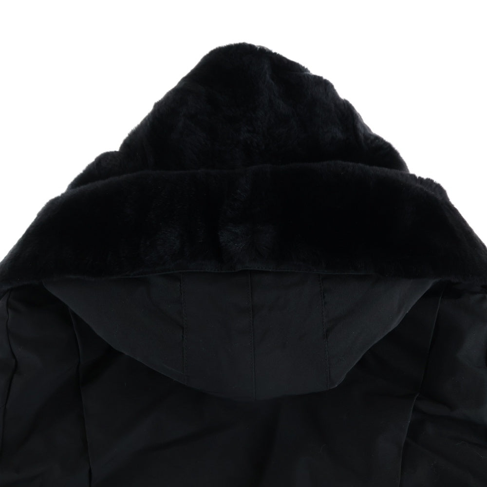 WOOLRICH(ウールリッチ) ダウンライナー付き ファーフーデッド ジップアップ ナイロンコート ロングジャケット ブラック レディース
