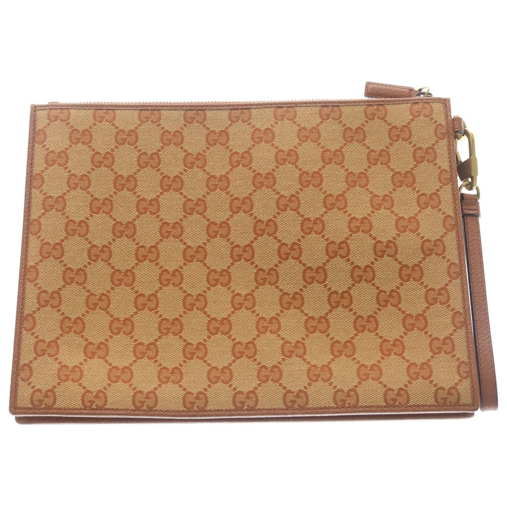 GUCCI(グッチ) GGキャンバス NY刺繍 クラッチ セカンドバッグ ゴールド金具 ベージュ 547796